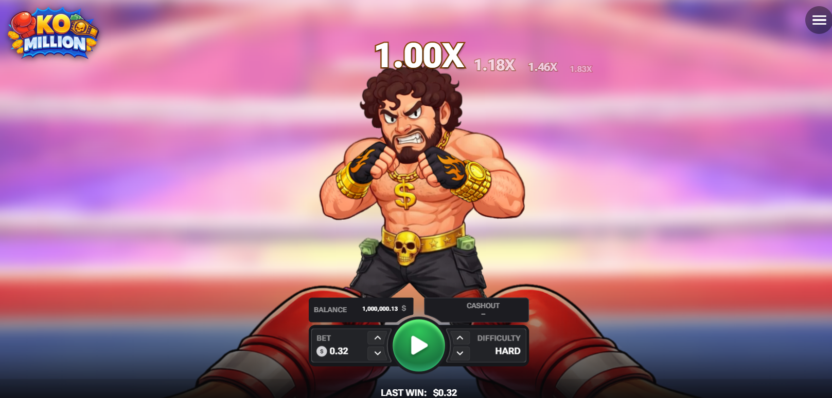 Boxeur de KO Million avec le multiplicateur au-dessus du ring