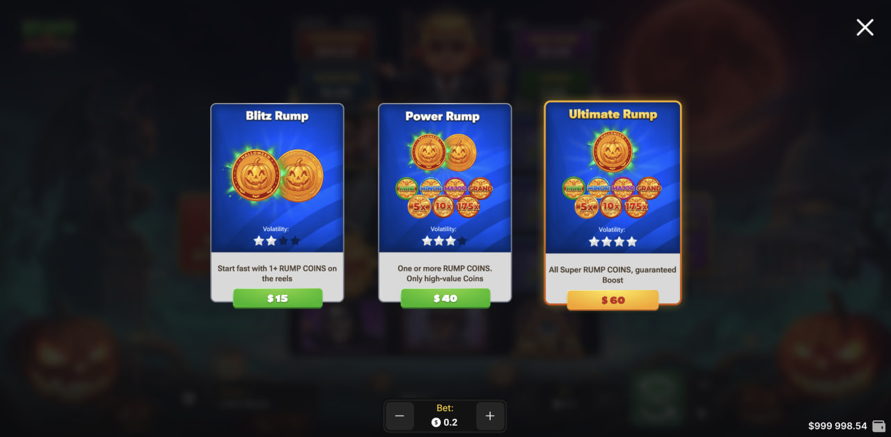Fenêtre des trois Buy Bonus de Rump & Halloween sur ordinateur