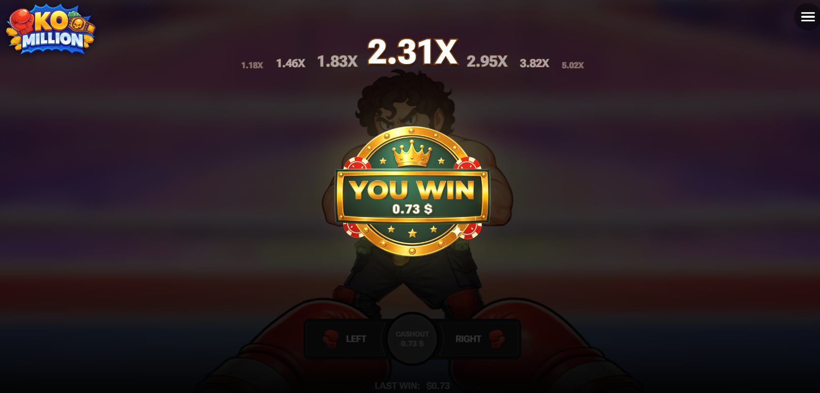 Écran You Win de KO Million après encaissement