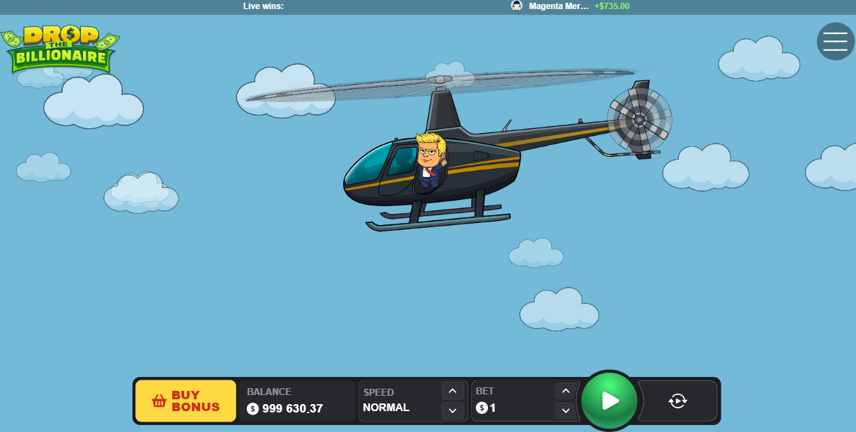 Hélicoptère au départ d'une manche de Drop The Billionaire