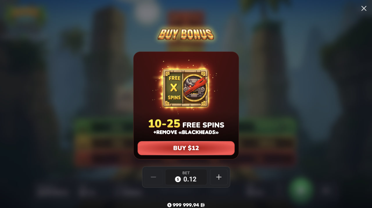 Fenêtre d'achat du bonus d'Aztec Totem avec 10 à 25 Free Spins